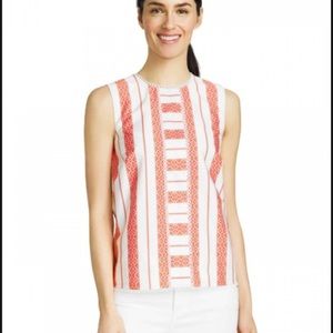 Draper James Orange Lacey Stripe Top size 6